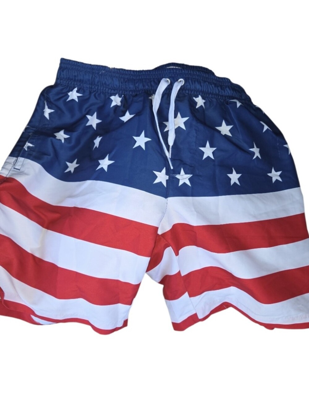 Tipsy Elves American Flag Patriotic Stars & Stripes Men's Swim Trunks Large